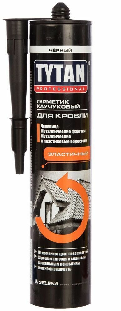 Герметик TYTAN Professional каучуковый для кровли, черный 310 мл