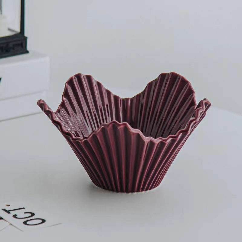 Фруктовница фарфоровая "Цветок" 900мл, вишневый