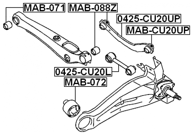 FEBEST 0425-CU20L Тяга MITSUBISHI LANCER 00-09/OUTLANDER 02-06 зад.подв. - фотография № 2