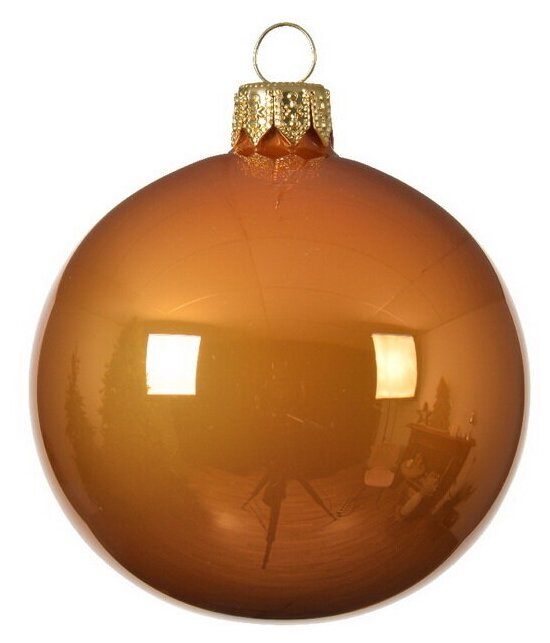 Kaemingk Стеклянный глянцевый елочный шар Royal Classic 15 см янтарный 115166