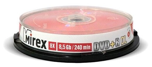 DVD+R 8.5GB (Double Layer) Mirex 8x (упаковка 10шт, на шпинделе), printable