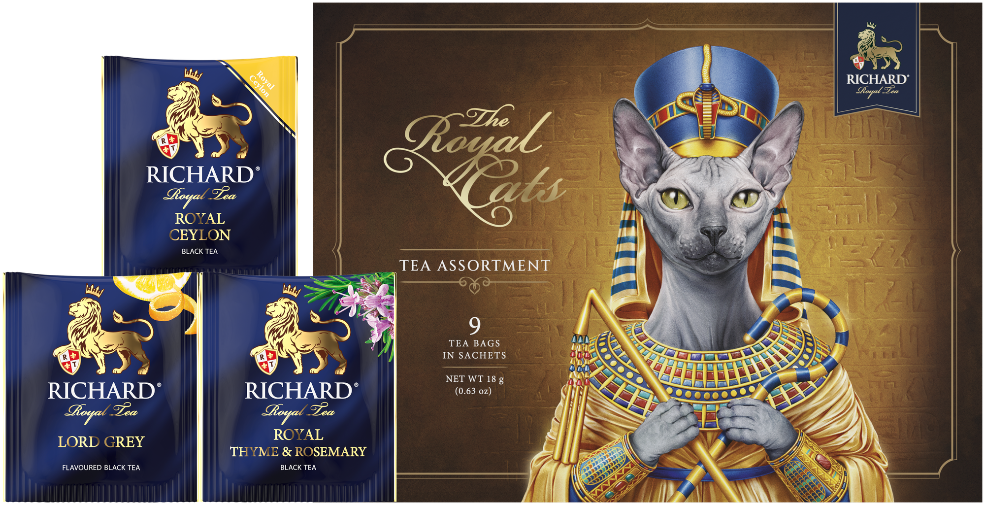 Чай RICHARD "The Royal Cats. Sphynx" ассорти черного чая в сашетах, 18 г - фотография № 3