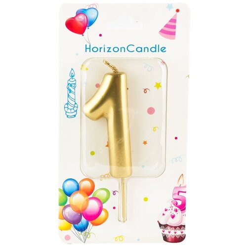 Свеча для торта цифра 1 металлик HorizonCandle 1 шт
