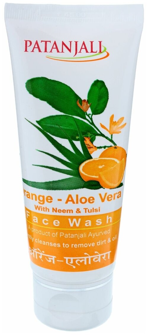 Patanjali гель для умывания Orange - Aloe Vera With Neem & Tulsi Face Wash, 30 мл, 60 г