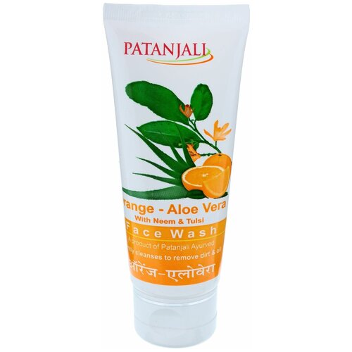 Patanjali гель для умывания Orange - Aloe Vera With Neem & Tulsi Face Wash, 60 г увлажняющий гель для умывания алое вера и огурец хималая moisturizing aloe vera face wash himalaya 100 мл