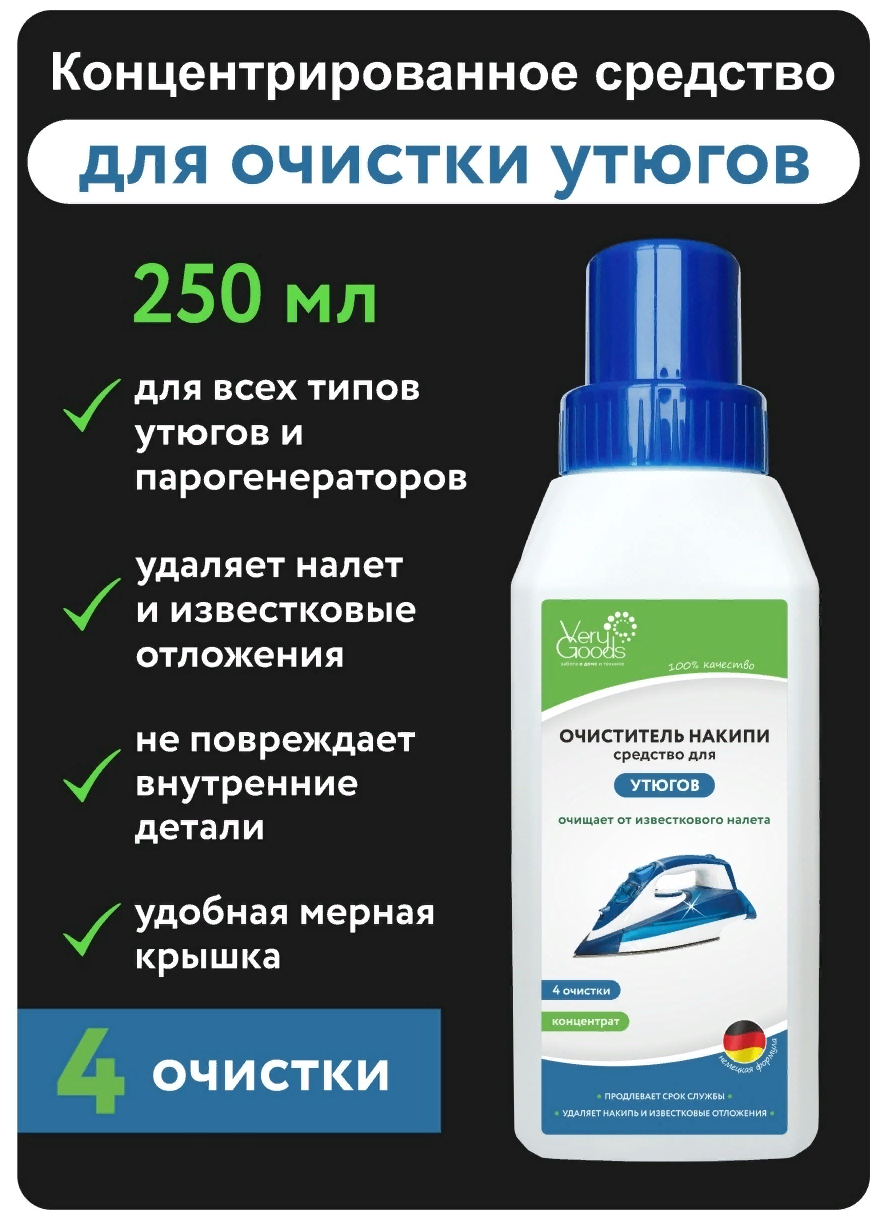 Очиститель накипи для утюгов/средство от/антинакипин Verygoods 250мл