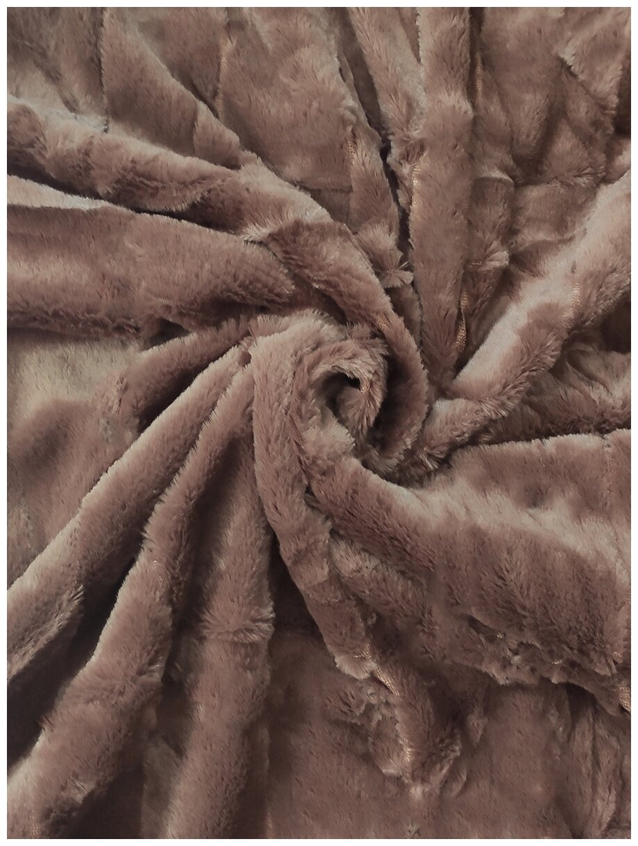 Плед меховой 200х220 коричневый норка 2-спальный плед на кровать диван в спальню гостиную детскую теплый мягкий пушистый евро - фотография № 2
