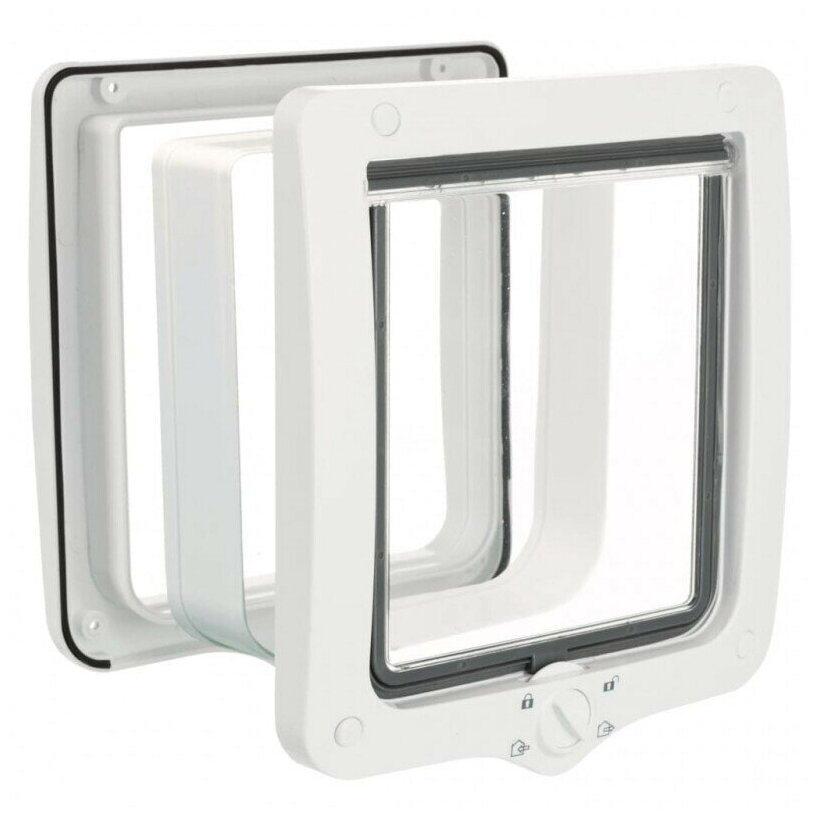 Дверца в дверь для животных TRIXIE 4-Way Flap Door 20х22 см белый - фотография № 3