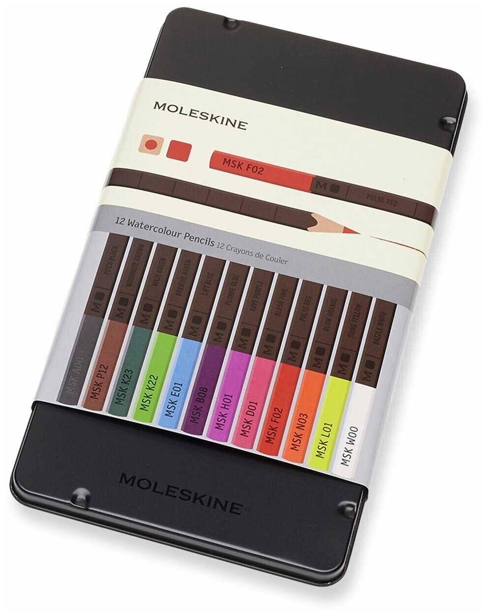 Карандаши цветные Moleskine WATERCOLOUR EW7P12COLA, 12 цв., коробка металлическая