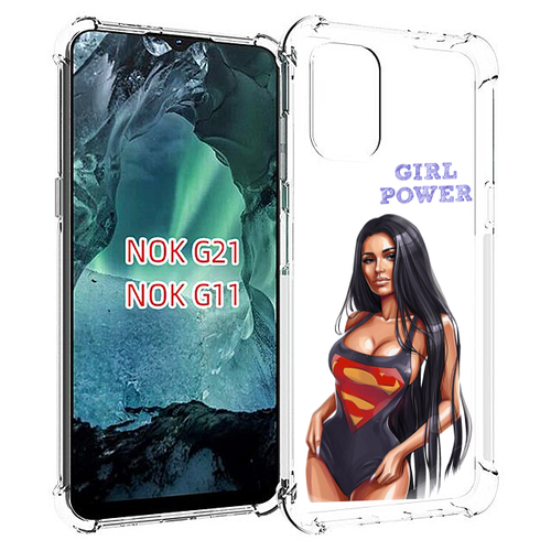 Чехол MyPads Девушка-супермен женский для Nokia G11 / G21 задняя-панель-накладка-бампер