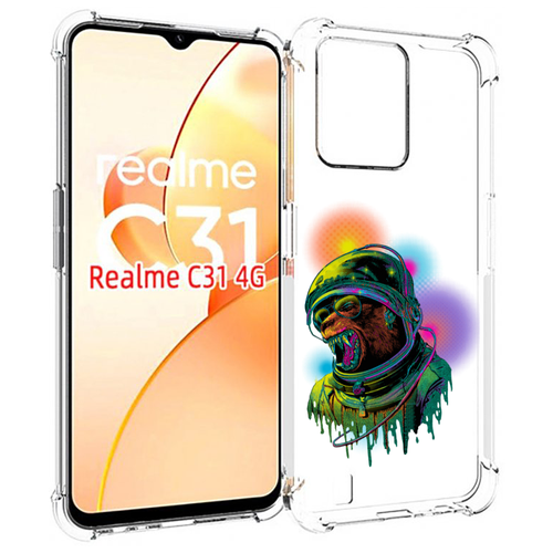 Чехол MyPads медведь космонавт для OPPO Realme C31 задняя-панель-накладка-бампер