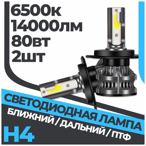 Комплект LED ламп ближнего/дальнего света H4 6500k F2PLUS