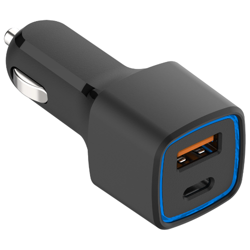 Premium Car charger HUDi+ / 20W Type-C PD /18W USB 3.0 Быстрая зарядка / Автомобильное зарядное устройство / Черный