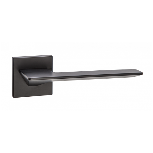 Ручка дверная межкомнатная, на квадратной розетке Латте, серия SLIM, черный