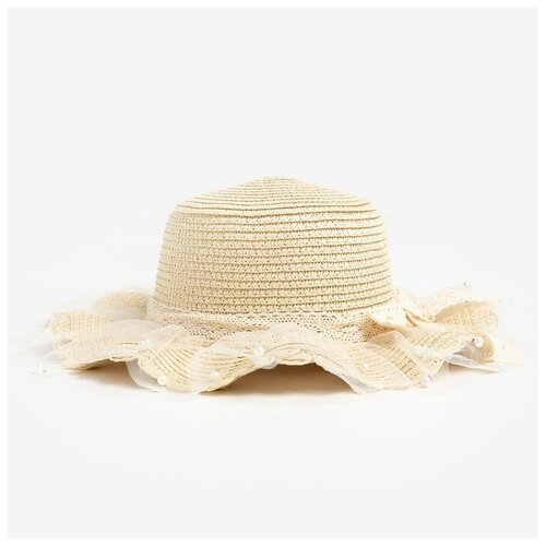 шляпа minaku размер 52 белый бежевый Шляпа для девочки MINAKU, р-р 54 см, цв. бежевый