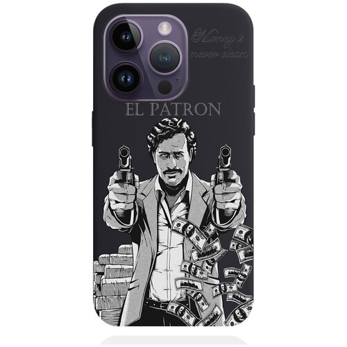 Черный силиконовый чехол MustHaveCase для iPhone 14 Pro El Patron Pablo Escobar/ Пабло Эскобар для Айфон 14 Про