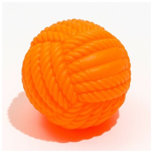 Игрушка для собак пищащая Клубок ниток, 8 см, оранжевая