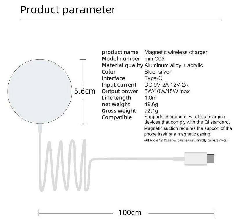 Беспроводная зарядка для телефона Apple айфон с функцией MagSafe в коробке