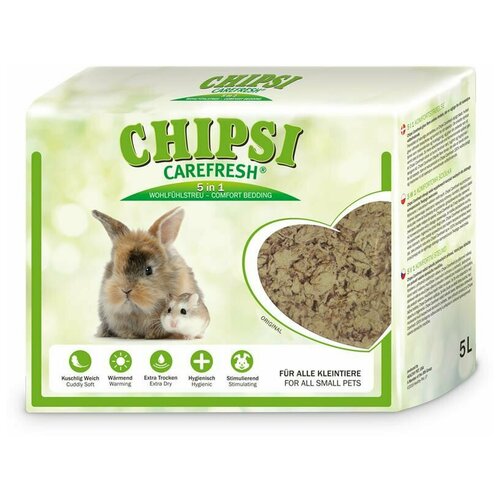 Наполнитель-подстилка Chipsi CareFresh Original для мелких домашних животных, бумажный, 5 л