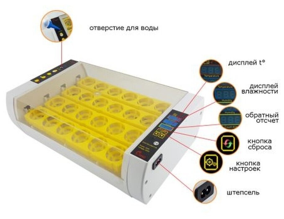 Инкубатор HHD 24 автоматический для яиц - фотография № 6