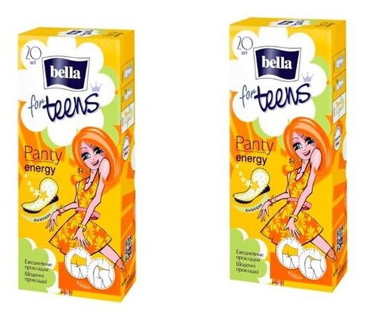 Bella прокладки ежедневные For teens energy daily, 1.5 капли, 20 шт/уп * 2уп