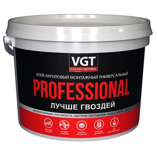 VGT PROFESSIONAL клей акриловый монтажный универсальный, белый (0,8кг)