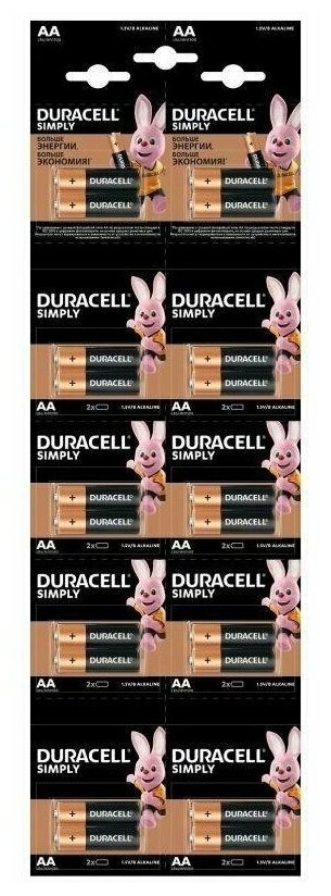 Duracell Элемент питания LR6-2BL BASIC 2х10 5010608 (блист.20шт) Duracell Б0051815