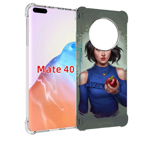 Чехол MyPads девушка-с-яблоком женский для Huawei Mate 40 / Mate 40E задняя-панель-накладка-бампер