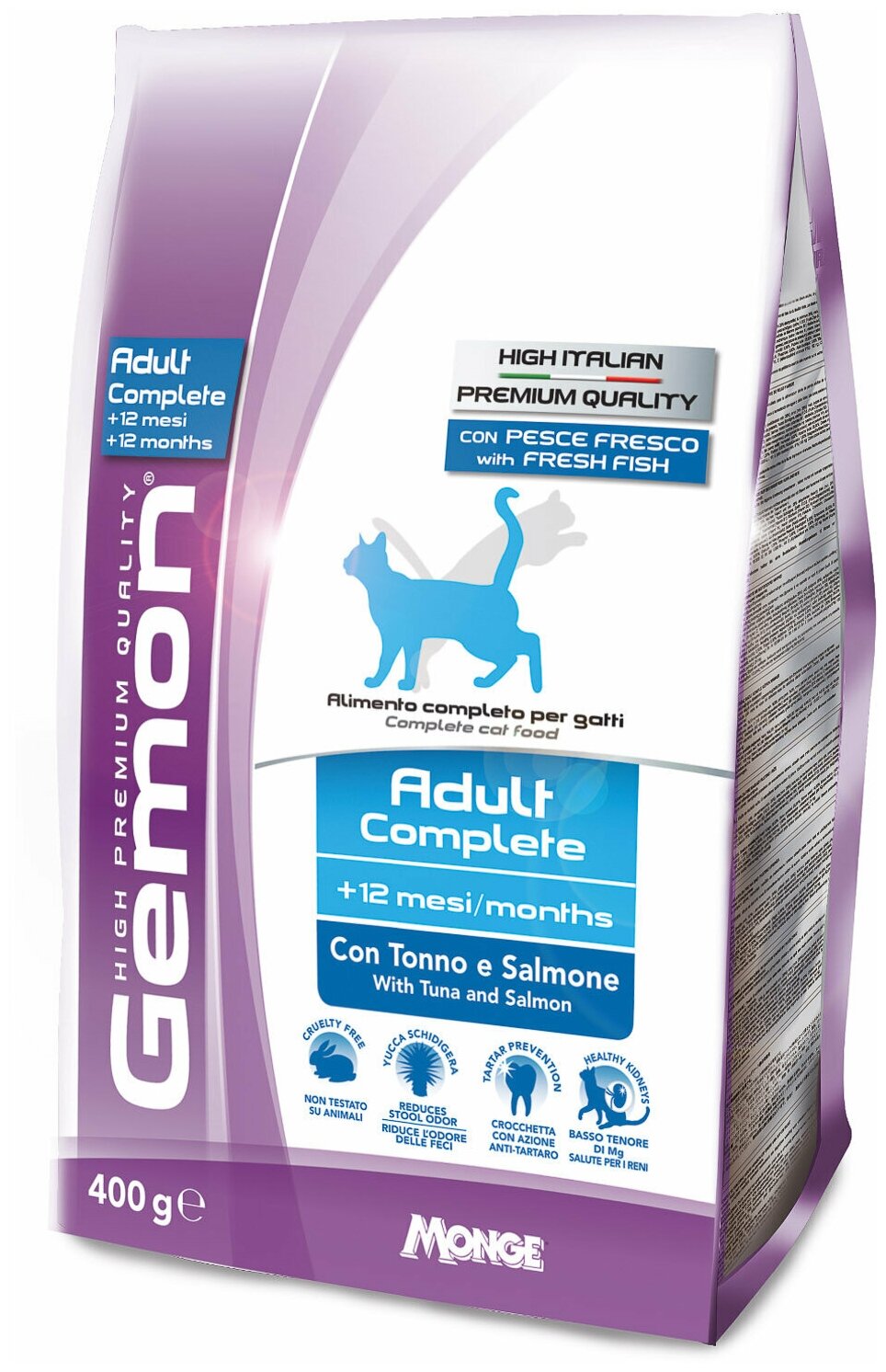 GEMON CAT ADULT для взрослых кошек с тунцом и лососем (0,4 кг)