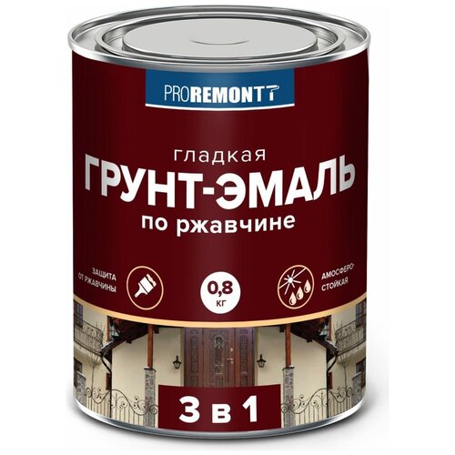 8300083 Грунт-эмаль 3 в 1 PROREMONTT черная 0,8кг