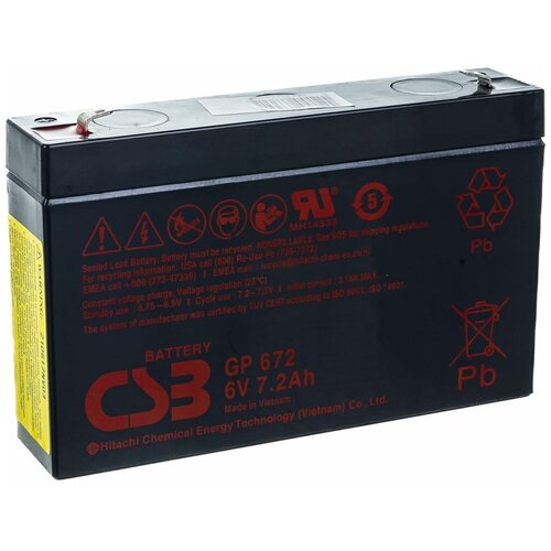 CSB GP 672 Аккумуляторная батарея для ИБП GP672 аккумулятор для ибп csb gp 672 6v 7 2ah клеммы f1