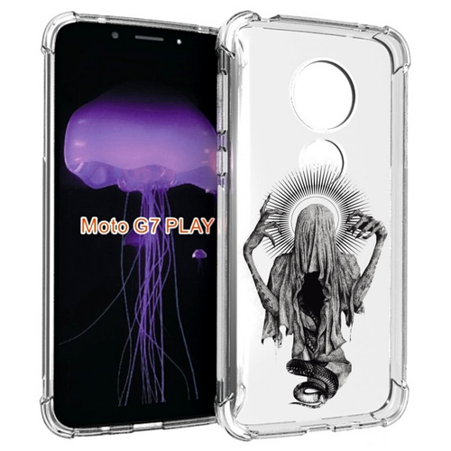 Чехол MyPads страшная змея в мантии для Motorola Moto G7 Play задняя-панель-накладка-бампер