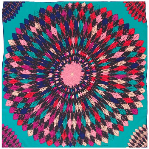 фото Платок petrusse,90х90 см, бирюзовый, фиолетовый