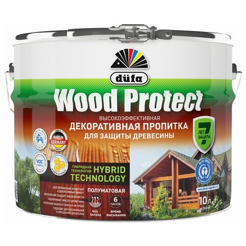 Пропитка защитная Wood Protect, махагон, 10 л Dufa МП000015765