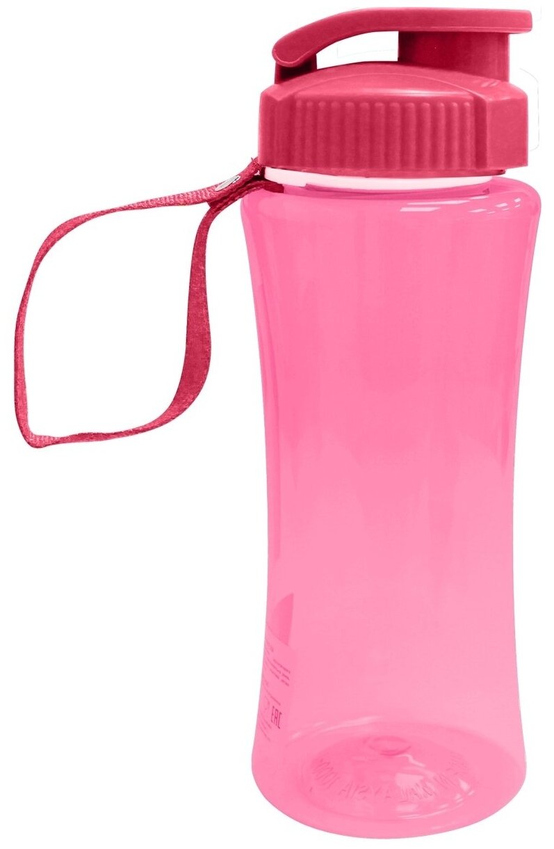 Бутылка для воды с ремешком, цвет розовый, 500 мл