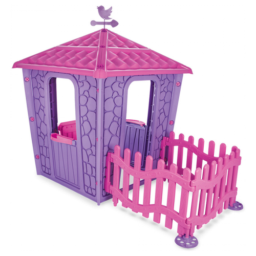 Детский игровой дом Pilsan 6443 Stone house с забором Фиолетовый (114*174*151 см)