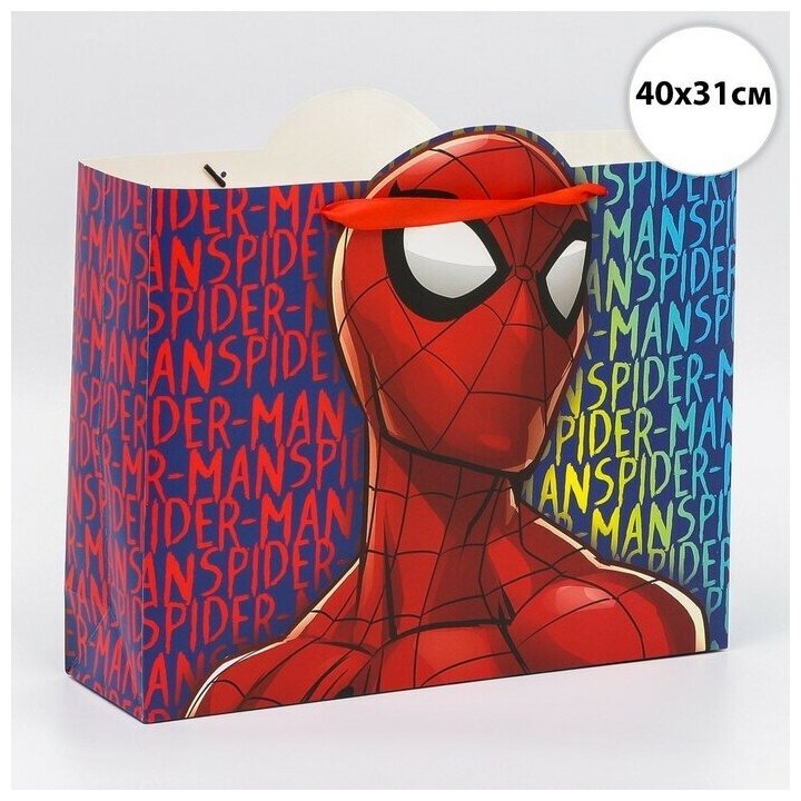 Пакет подарочный Spider-man, Человек-паук, 40х31х11,5 см