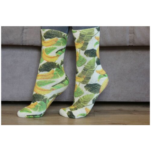 фото Носки шерстянки, размер 35/38, зеленый, белый, желтый