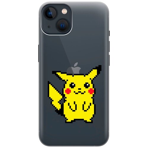 Силиконовый чехол на Apple iPhone 14 Plus / Эпл Айфон 14 Плюс с рисунком Pixel Pikachu силиконовый чехол на apple iphone 14 plus эпл айфон 14 плюс с рисунком pixel pikachu soft touch розовый
