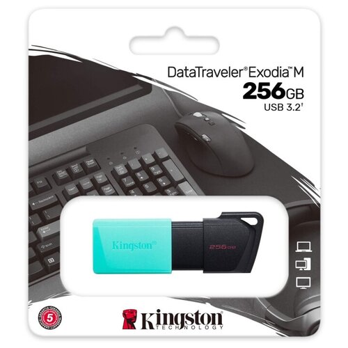 Флеш-память Kingston DataTraveler Exodia M, 256Гб, USB 3.2 gen.1 бирюзовый флешка kingston datatraveler exodia m exodia m 128 гб black