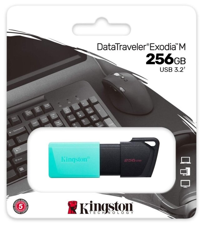 Флеш-память Kingston DataTraveler Exodia M, 256Гб, USB 3.2 gen.1 бирюзовый