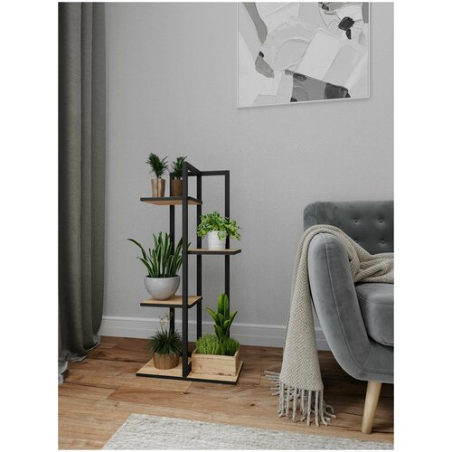 Подставка, полка для цветов Этажи-4, Дуб Вотан