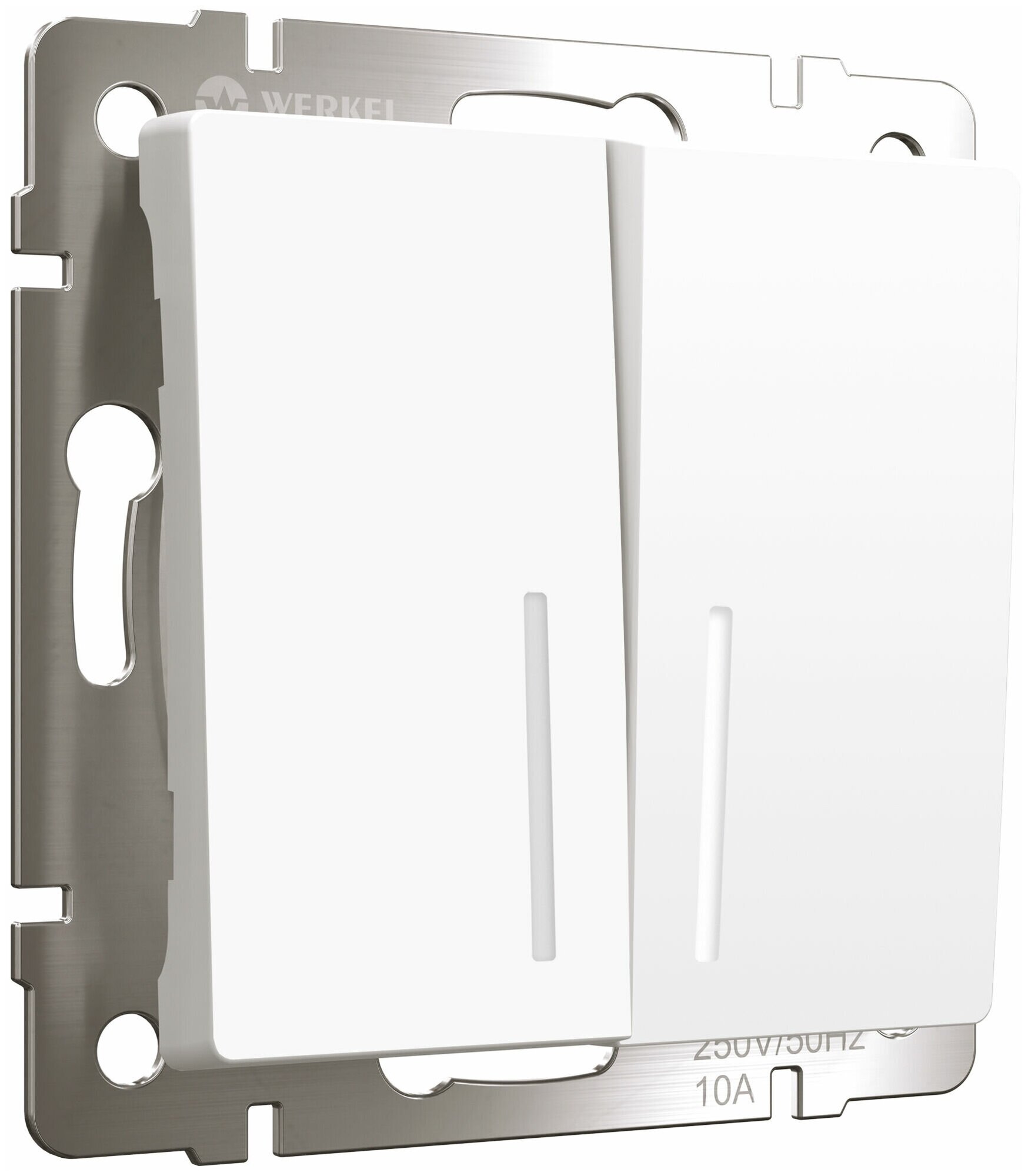 Выключатель двухклавишный с подсветкой Werkel (белый матовый) W1120161 - фотография № 1