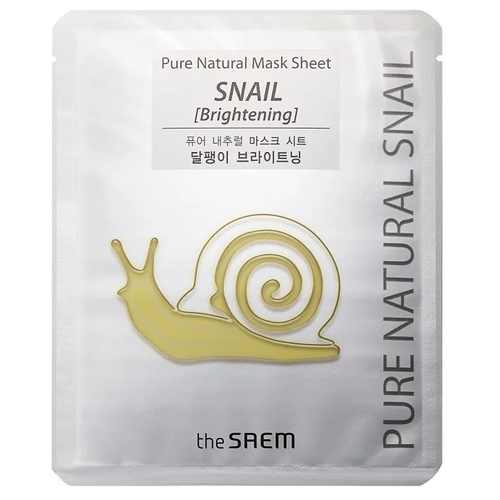 Маска тканевая улиточная осветляющая The Saem Pure Natural Mask Sheet Snail Brightening, 5 шт