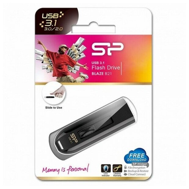 Флешка USB SILICON POWER Blaze B21 16Гб, USB3.0, черный [sp016gbuf3b21v1k] - фото №4