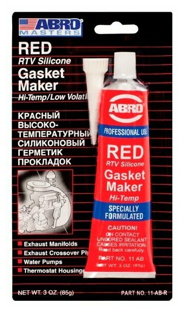 герметик силиконовый 85гр abro красный ab-11 - фото №3