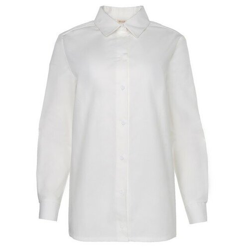 фото Рубашка minaku, нарядный стиль, прямой силуэт, длинный рукав, однотонная, размер 48, белый