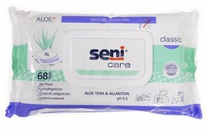 Салфетки влажные Seni care classic 68 шт с алоэ вера и аллантоином