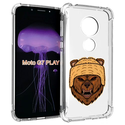 Чехол MyPads Медведь-в-шапке для Motorola Moto G7 Play задняя-панель-накладка-бампер