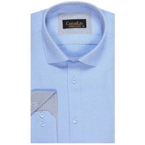 фото Рубашка мужская длинный рукав caesarleo super slim fit голубая (s)